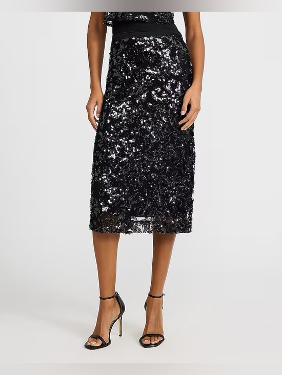 Express Dresses & Skirts - NWT Express High Waisted Printed Sequin Midi Skirt - size 2, 4, 6 & 8